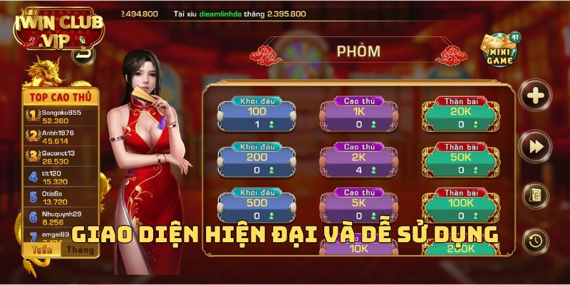 iWin Club cung cấp một giao diện người dùng thân thiện