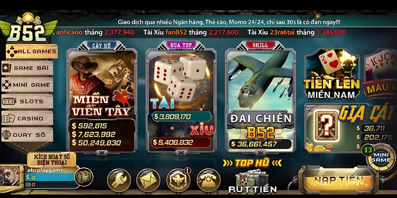 Cổng game bài đổi thưởng B52 giao diện đẹp mắt